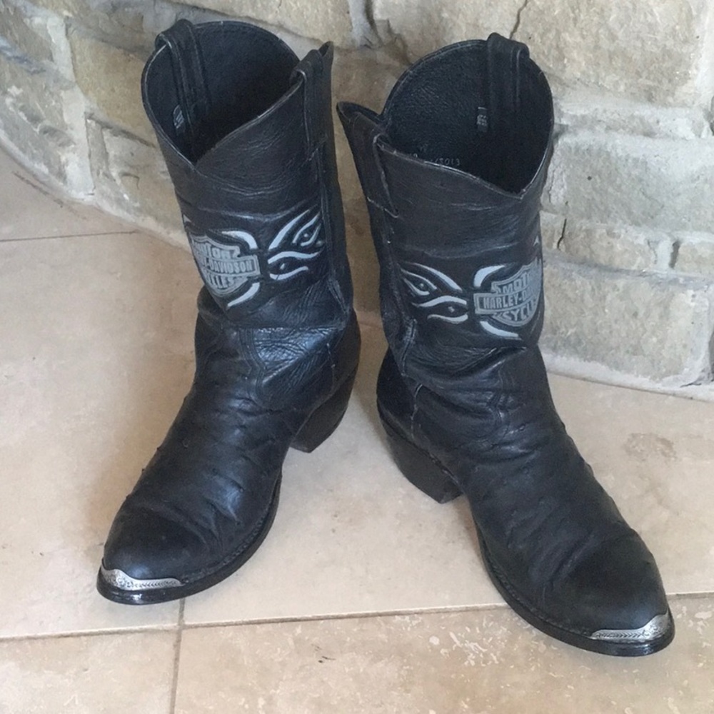 Harley-Davidson Full Quill Ostrich Boots  8 1/2